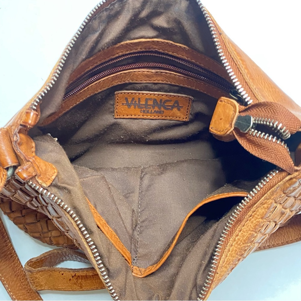 Vilenca Leather Woven Front Shoulder Purse 13” x 10” - Picture 5 of 6